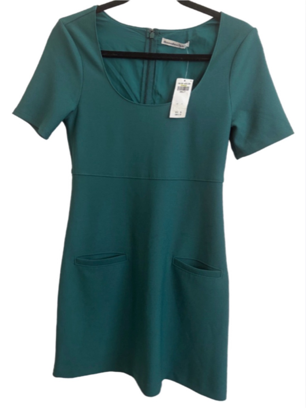 Abercrombie & Fitch Petite Small NWT Teal Mini Dress Short Sleeve Pocket A-Line